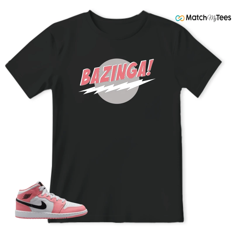 NIKE AIR JORDAN 1 MID GS PINK GAZE WHITE SNEAKER Matching Tees t-shirt