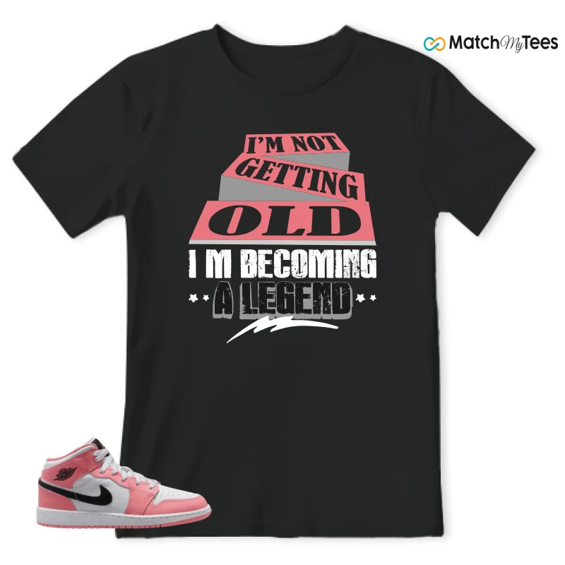 NIKE AIR JORDAN 1 MID GS PINK GAZE WHITE SNEAKER Matching Tees t-shirt