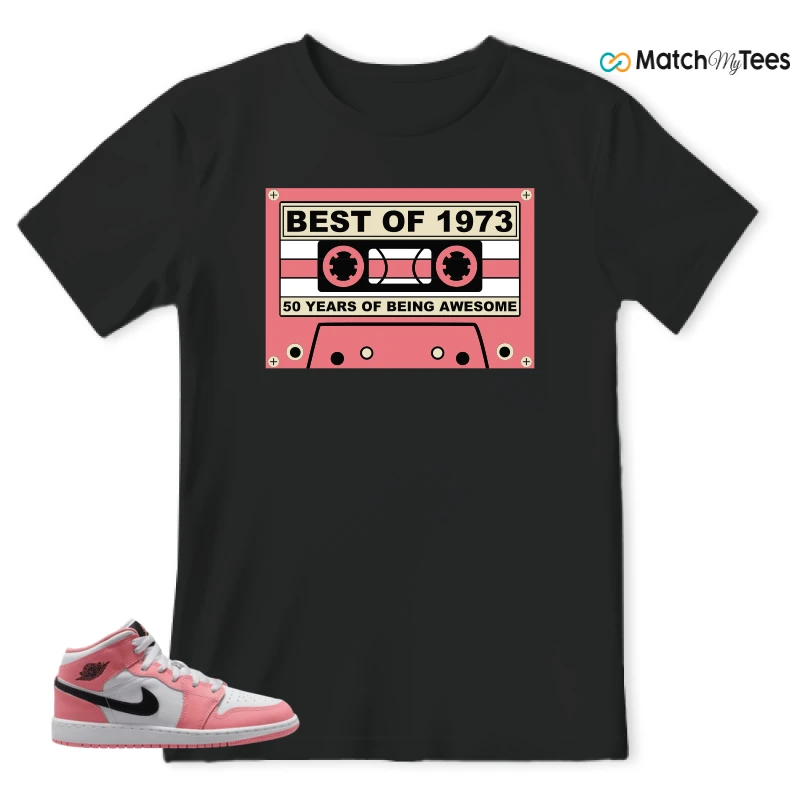 NIKE AIR JORDAN 1 MID GS PINK GAZE WHITE SNEAKER Matching Tees t-shirt