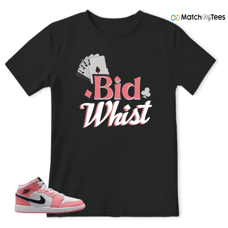 NIKE AIR JORDAN 1 MID GS PINK GAZE WHITE SNEAKER Matching Tees t-shirt