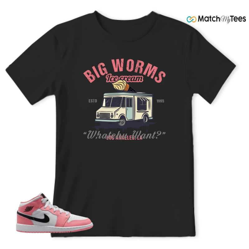 NIKE AIR JORDAN 1 MID GS PINK GAZE WHITE SNEAKER Matching Tees t-shirt