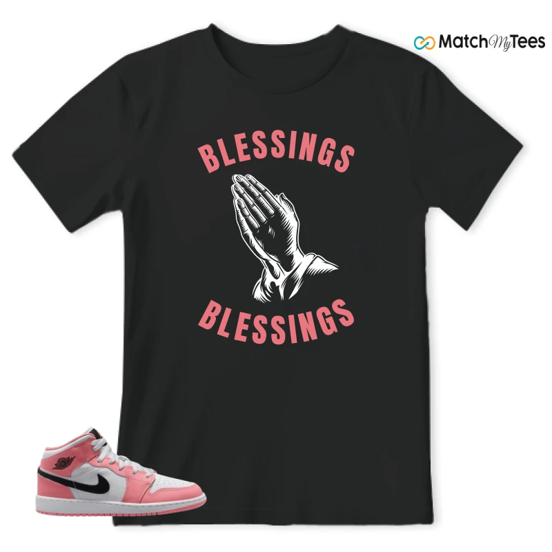 NIKE AIR JORDAN 1 MID GS PINK GAZE WHITE SNEAKER Matching Tees t-shirt