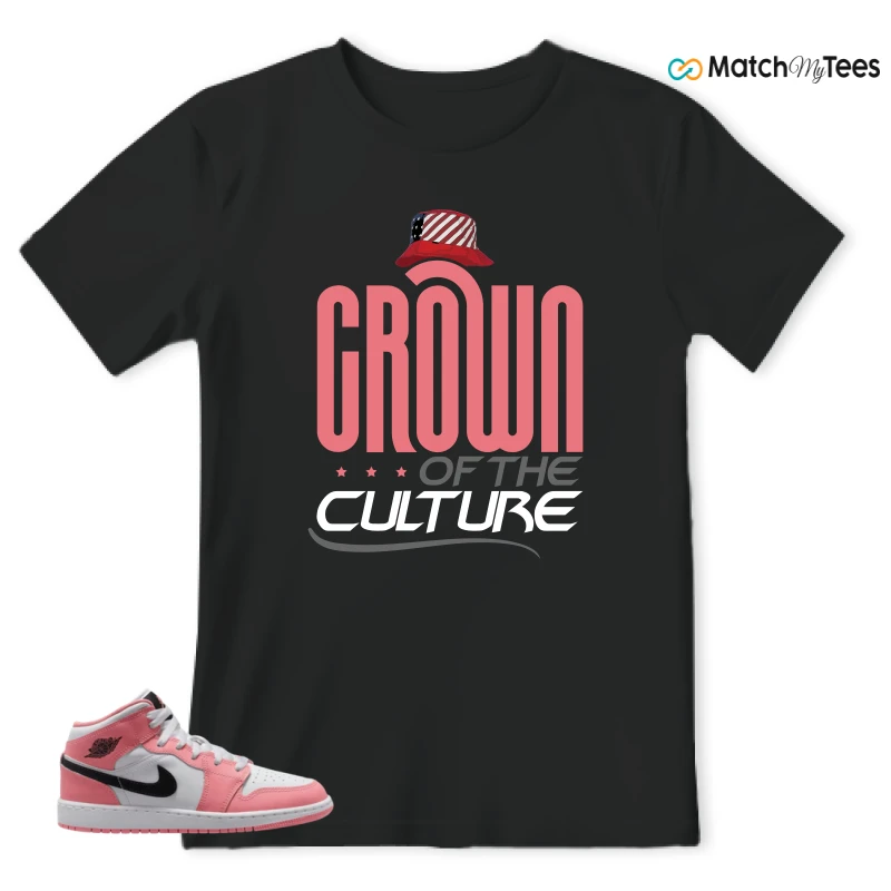 NIKE AIR JORDAN 1 MID GS PINK GAZE WHITE SNEAKER Matching Tees t-shirt