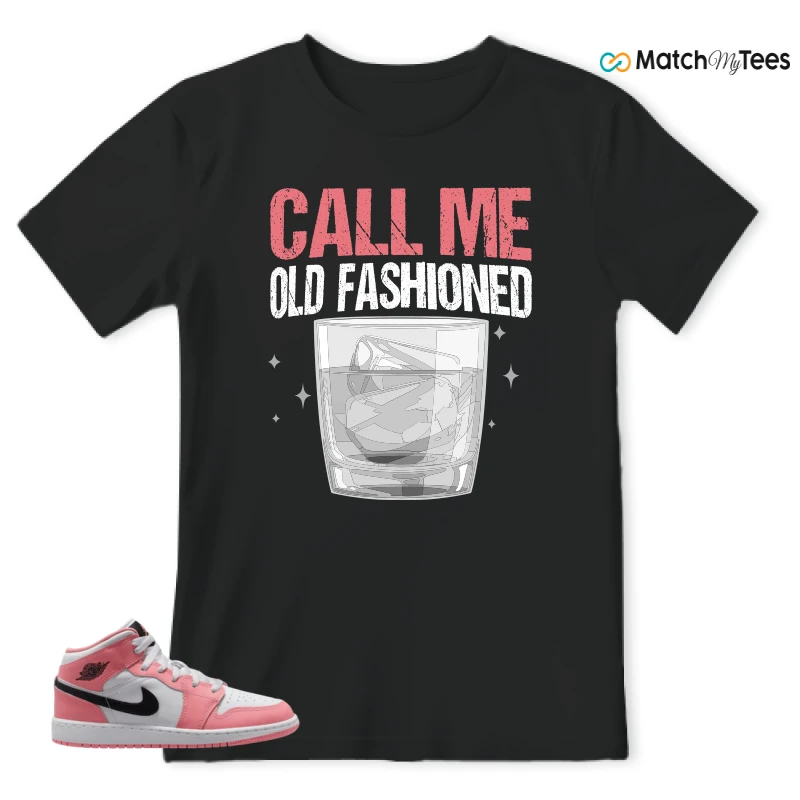 NIKE AIR JORDAN 1 MID GS PINK GAZE WHITE SNEAKER Matching Tees t-shirt