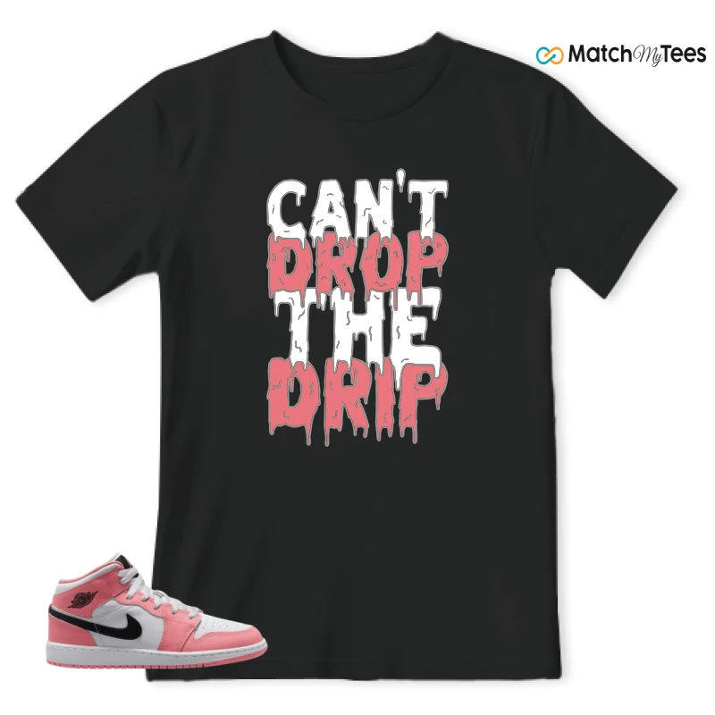 NIKE AIR JORDAN 1 MID GS PINK GAZE WHITE SNEAKER Matching Tees t-shirt