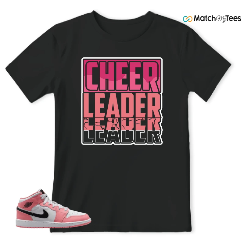 NIKE AIR JORDAN 1 MID GS PINK GAZE WHITE SNEAKER Matching Tees t-shirt