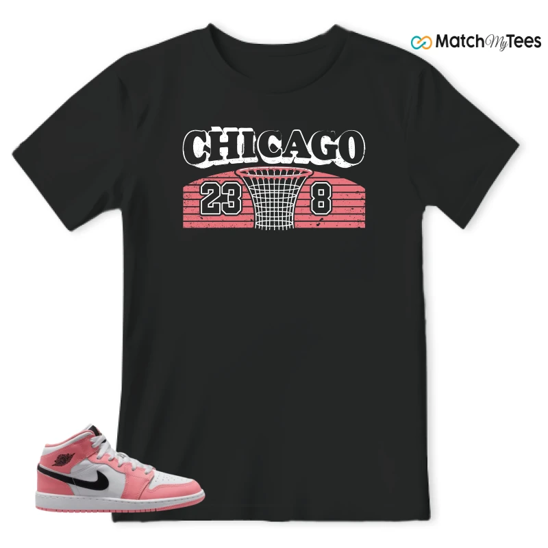 NIKE AIR JORDAN 1 MID GS PINK GAZE WHITE SNEAKER Matching Tees t-shirt