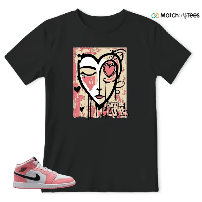 NIKE AIR JORDAN 1 MID GS PINK GAZE WHITE SNEAKER Matching Tees t-shirt