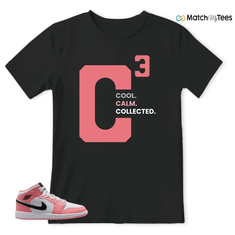 NIKE AIR JORDAN 1 MID GS PINK GAZE WHITE SNEAKER Matching Tees t-shirt