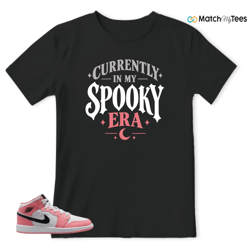 NIKE AIR JORDAN 1 MID GS PINK GAZE WHITE SNEAKER Matching Tees t-shirt