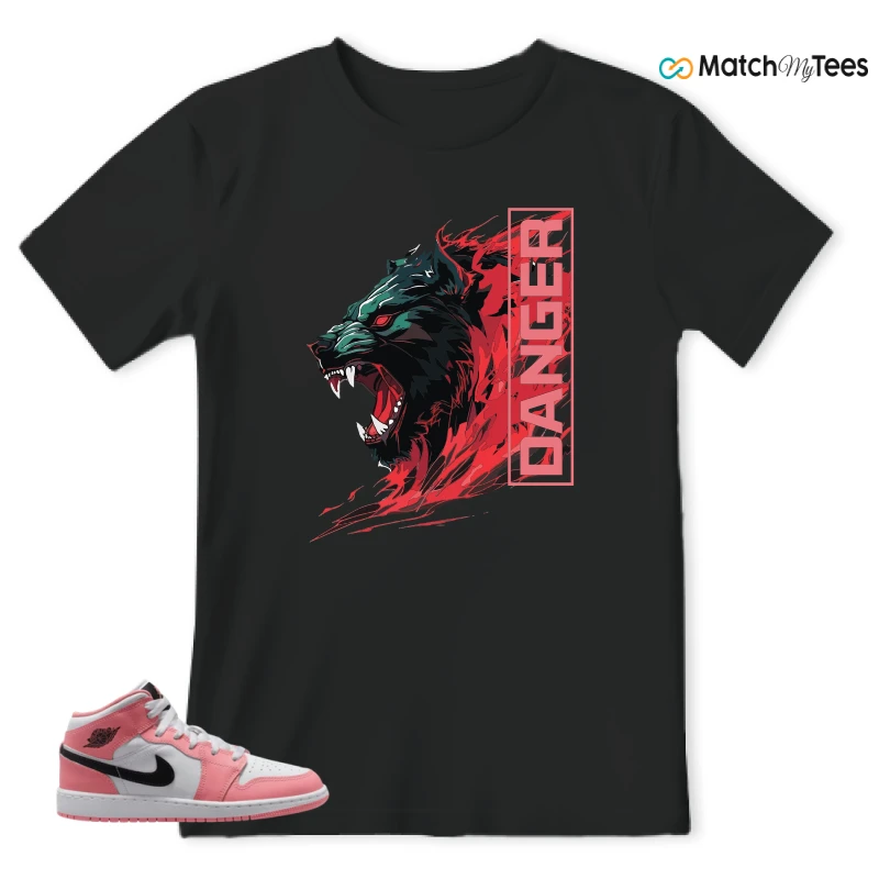 NIKE AIR JORDAN 1 MID GS PINK GAZE WHITE SNEAKER Matching Tees t-shirt