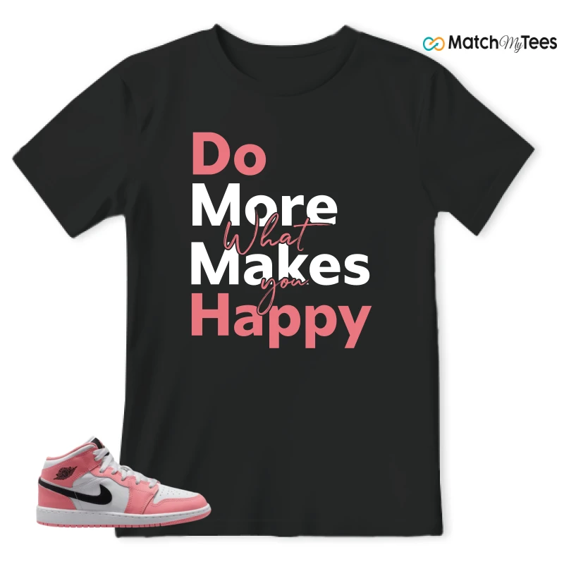 NIKE AIR JORDAN 1 MID GS PINK GAZE WHITE SNEAKER Matching Tees t-shirt
