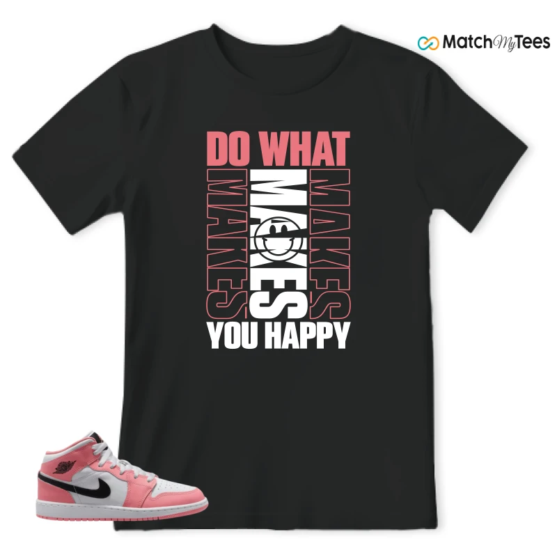NIKE AIR JORDAN 1 MID GS PINK GAZE WHITE SNEAKER Matching Tees t-shirt
