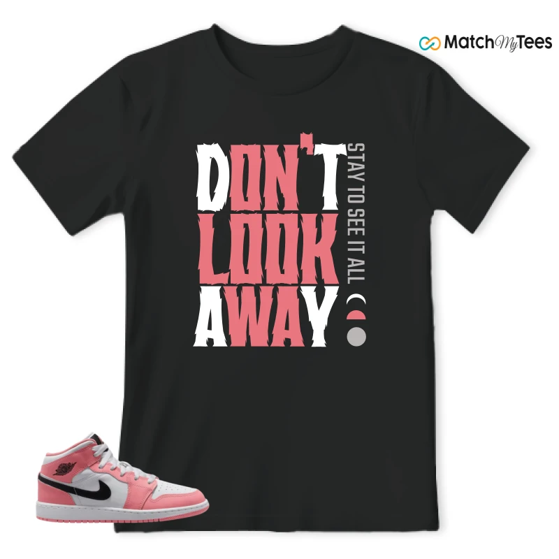 NIKE AIR JORDAN 1 MID GS PINK GAZE WHITE SNEAKER Matching Tees t-shirt