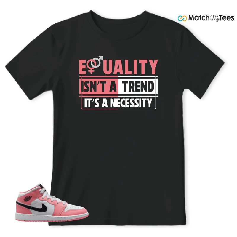 NIKE AIR JORDAN 1 MID GS PINK GAZE WHITE SNEAKER Matching Tees t-shirt