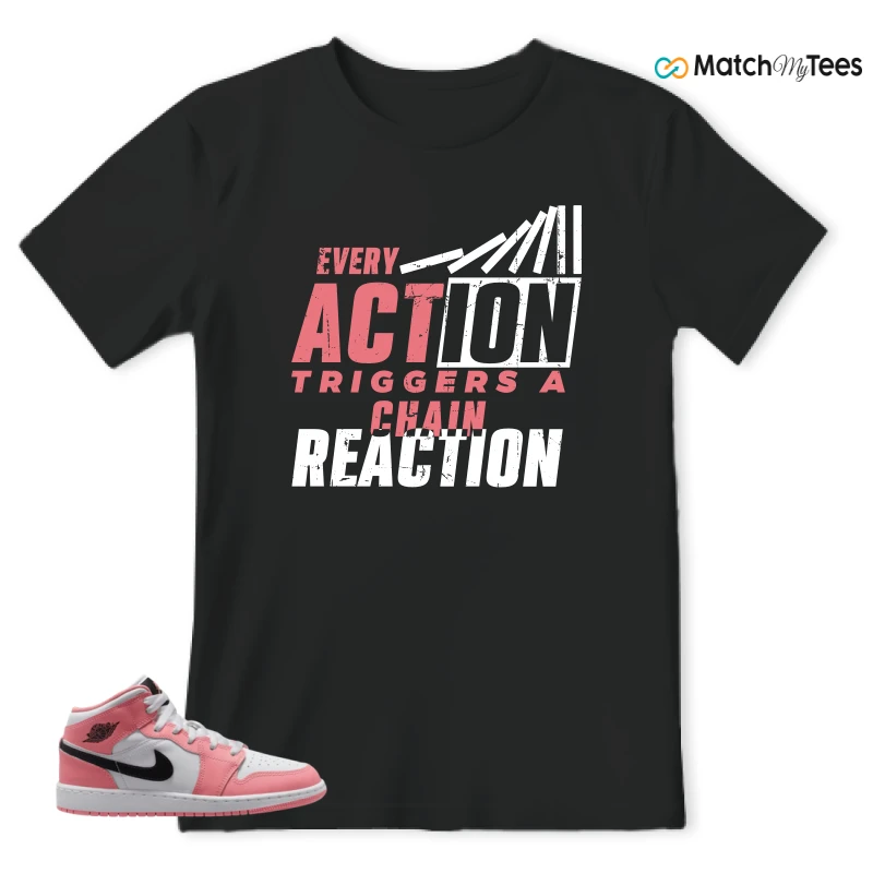 NIKE AIR JORDAN 1 MID GS PINK GAZE WHITE SNEAKER Matching Tees t-shirt