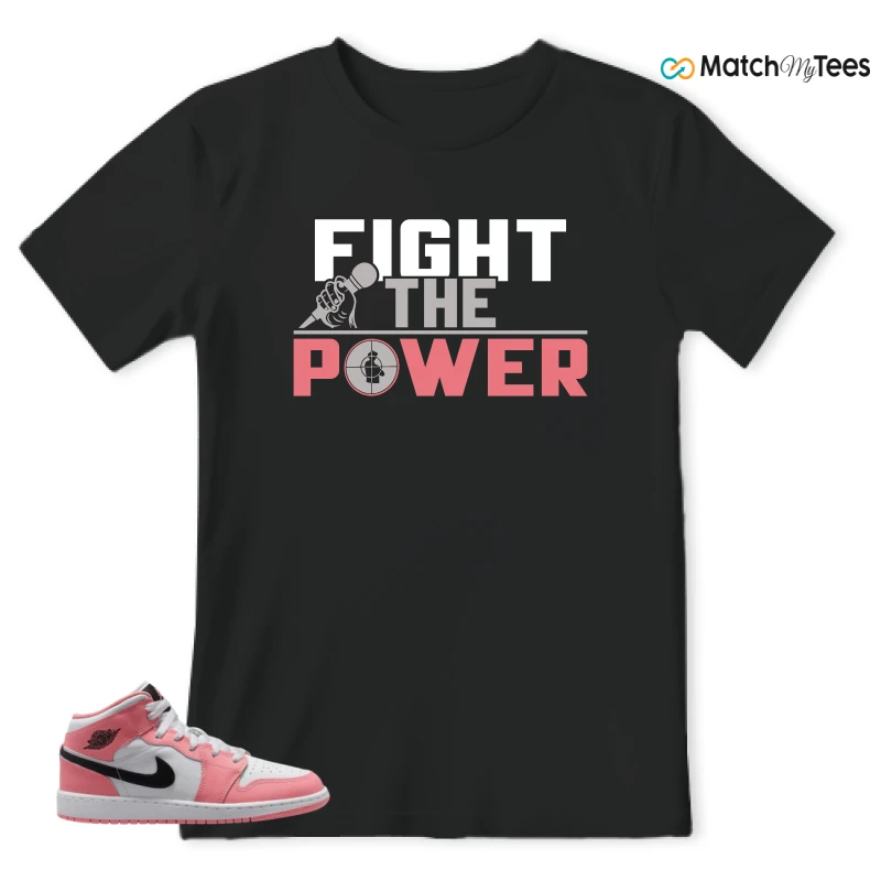 NIKE AIR JORDAN 1 MID GS PINK GAZE WHITE SNEAKER Matching Tees t-shirt