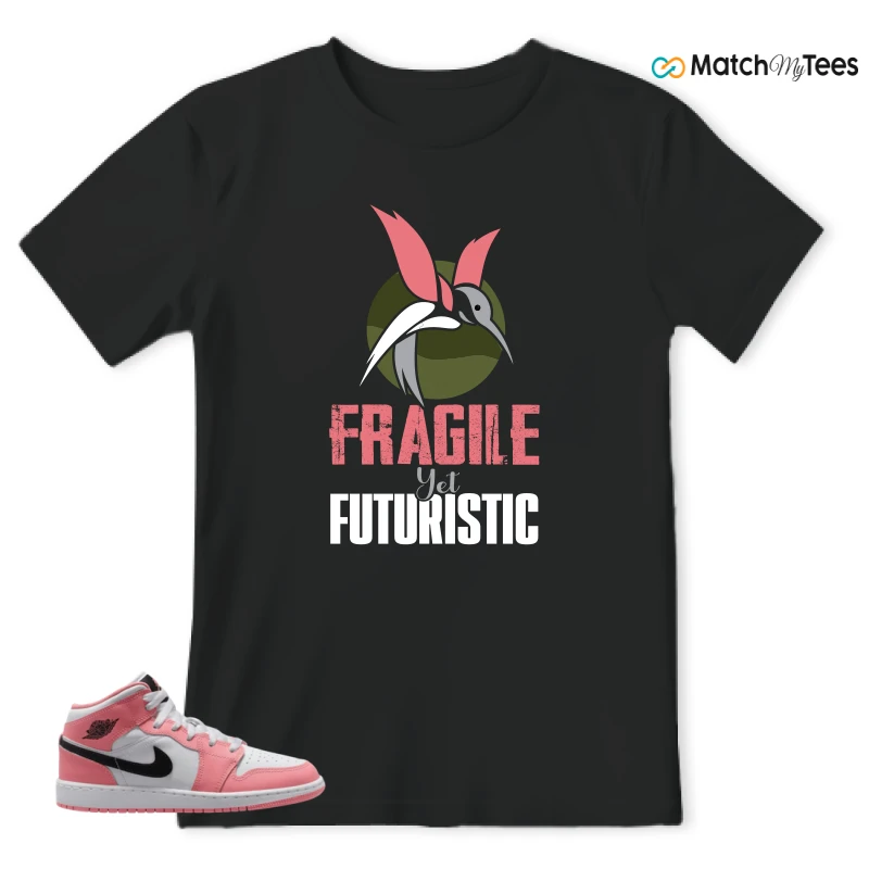 NIKE AIR JORDAN 1 MID GS PINK GAZE WHITE SNEAKER Matching Tees t-shirt