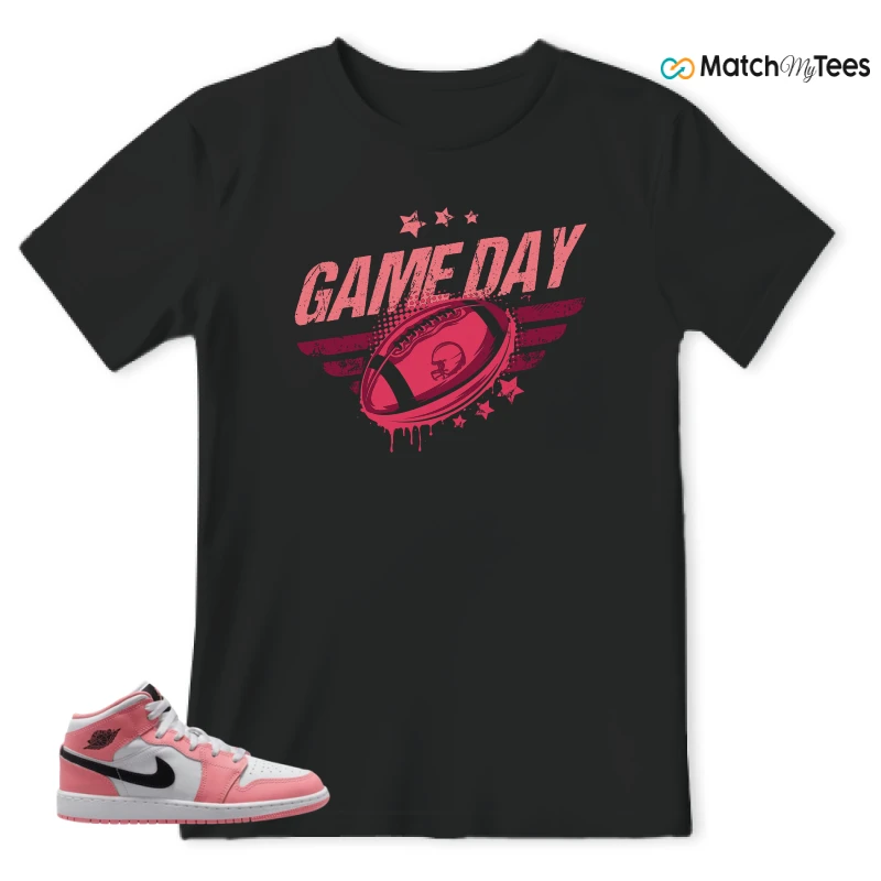 NIKE AIR JORDAN 1 MID GS PINK GAZE WHITE SNEAKER Matching Tees t-shirt