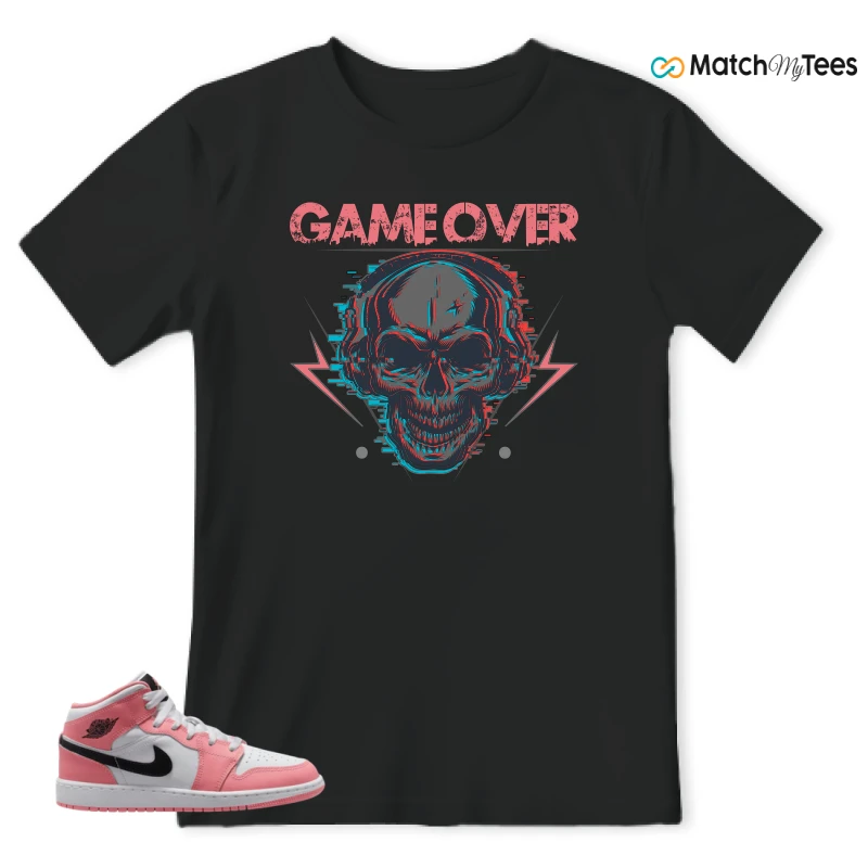 NIKE AIR JORDAN 1 MID GS PINK GAZE WHITE SNEAKER Matching Tees t-shirt