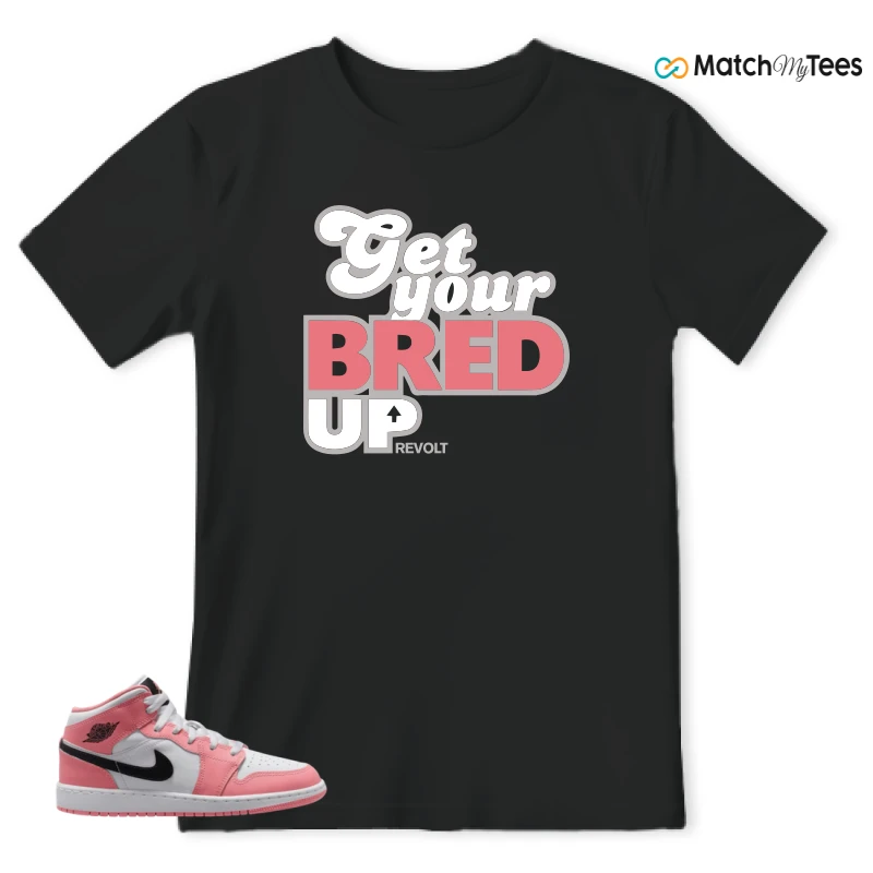 NIKE AIR JORDAN 1 MID GS PINK GAZE WHITE SNEAKER Matching Tees t-shirt