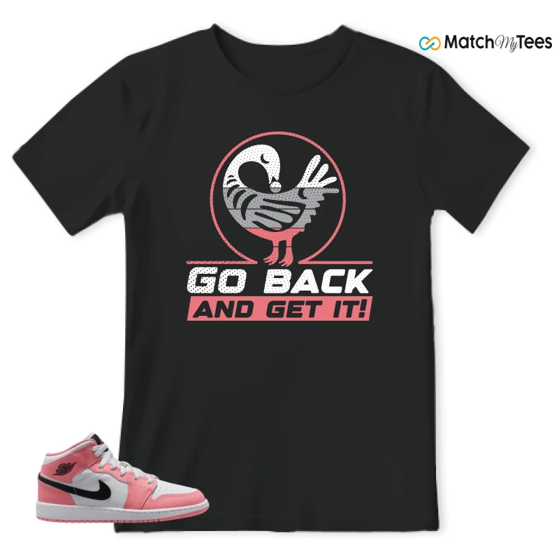 NIKE AIR JORDAN 1 MID GS PINK GAZE WHITE SNEAKER Matching Tees t-shirt