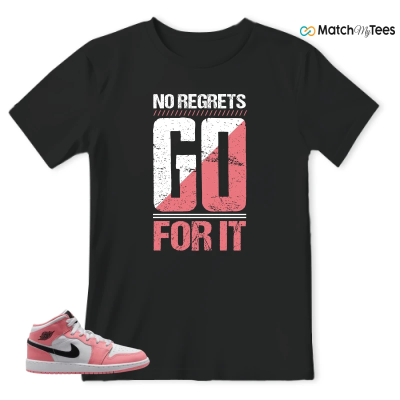 NIKE AIR JORDAN 1 MID GS PINK GAZE WHITE SNEAKER Matching Tees t-shirt