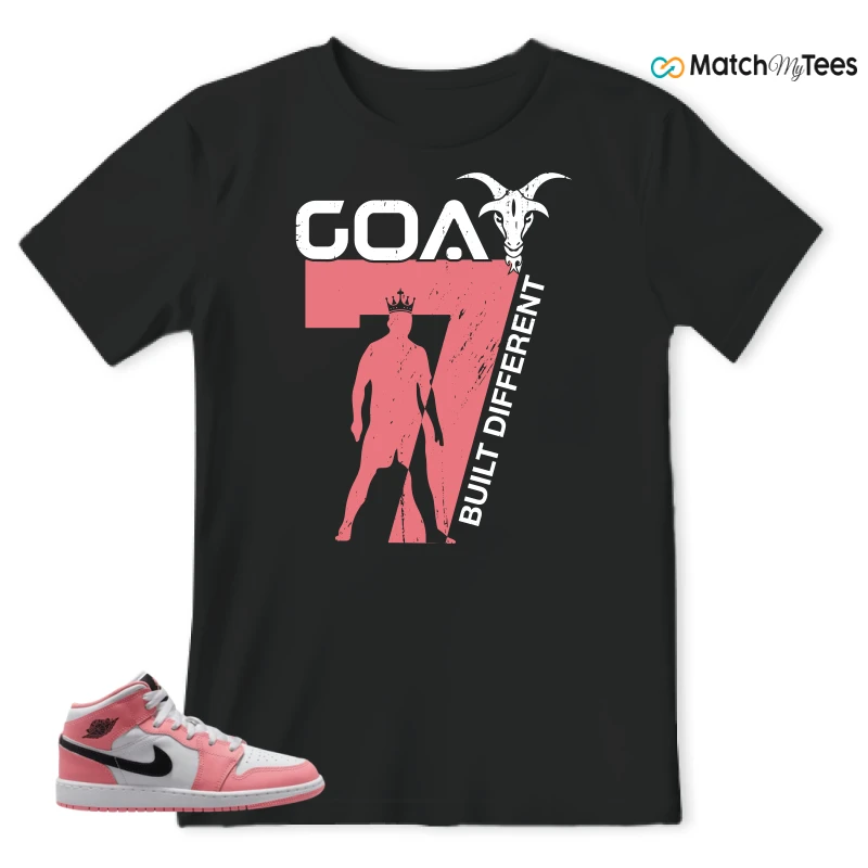 NIKE AIR JORDAN 1 MID GS PINK GAZE WHITE SNEAKER Matching Tees t-shirt