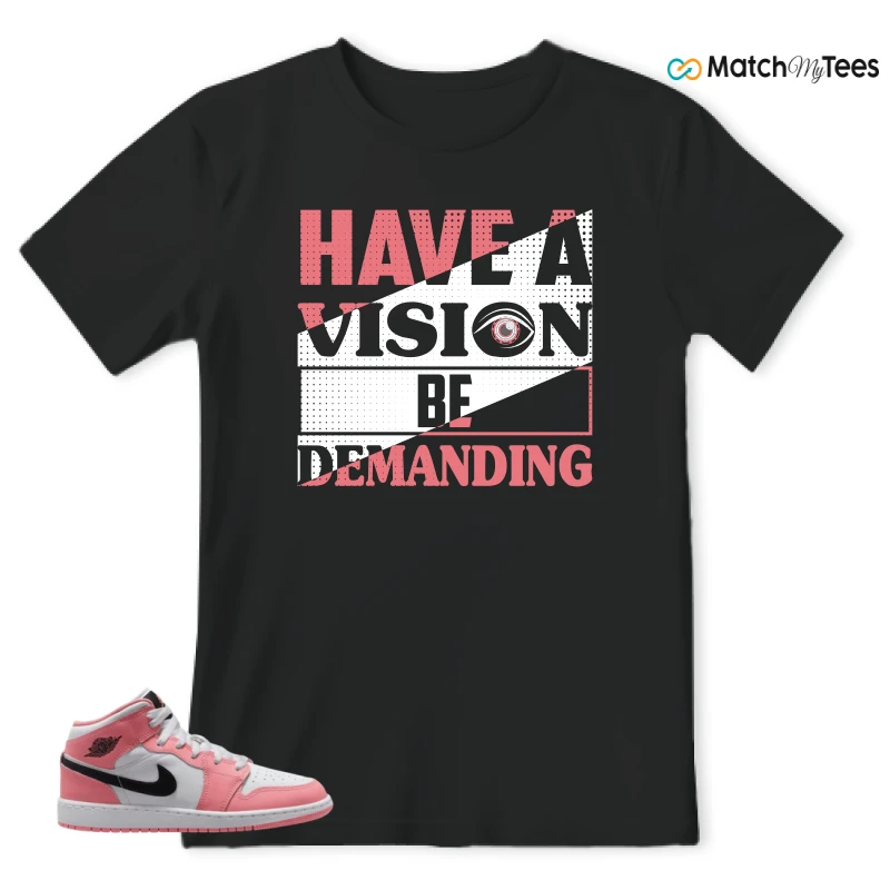 NIKE AIR JORDAN 1 MID GS PINK GAZE WHITE SNEAKER Matching Tees t-shirt