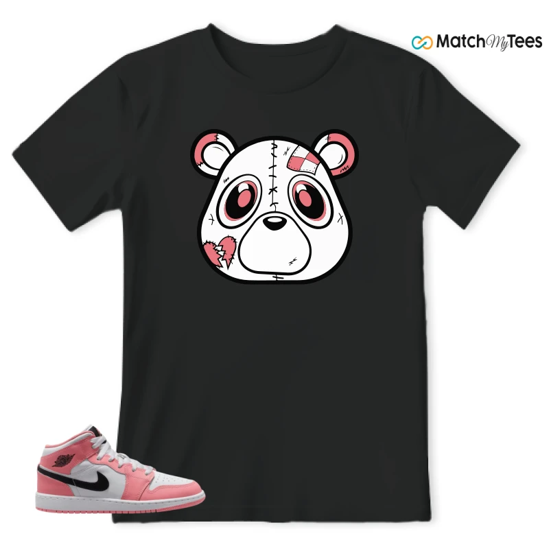NIKE AIR JORDAN 1 MID GS PINK GAZE WHITE SNEAKER Matching Tees t-shirt