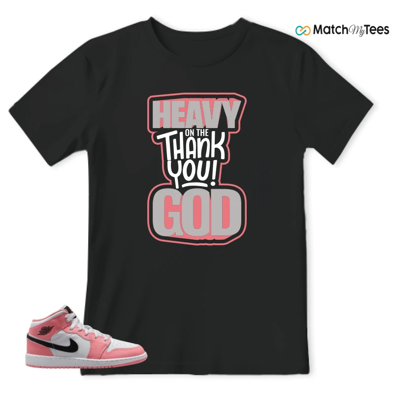 NIKE AIR JORDAN 1 MID GS PINK GAZE WHITE SNEAKER Matching Tees t-shirt