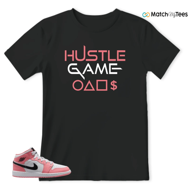 NIKE AIR JORDAN 1 MID GS PINK GAZE WHITE SNEAKER Matching Tees t-shirt