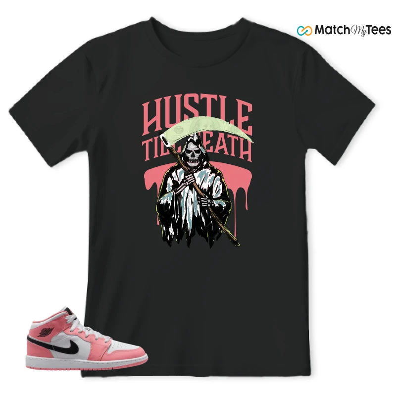 NIKE AIR JORDAN 1 MID GS PINK GAZE WHITE SNEAKER Matching Tees t-shirt