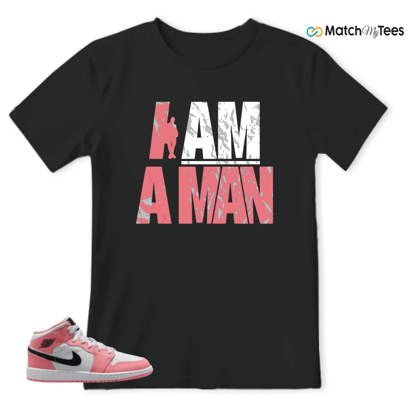 NIKE AIR JORDAN 1 MID GS PINK GAZE WHITE SNEAKER Matching Tees t-shirt