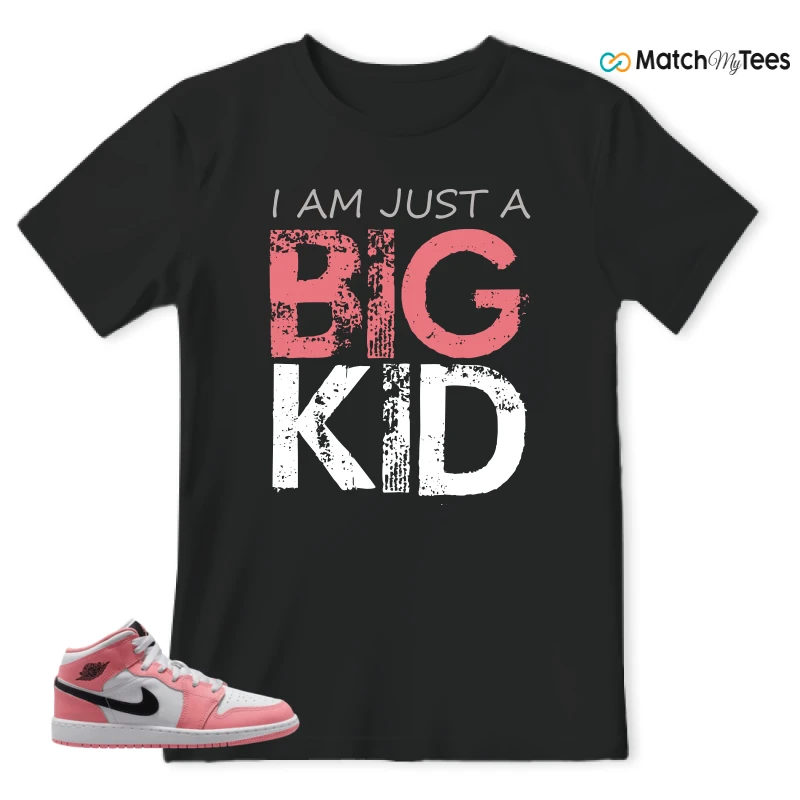 NIKE AIR JORDAN 1 MID GS PINK GAZE WHITE SNEAKER Matching Tees t-shirt