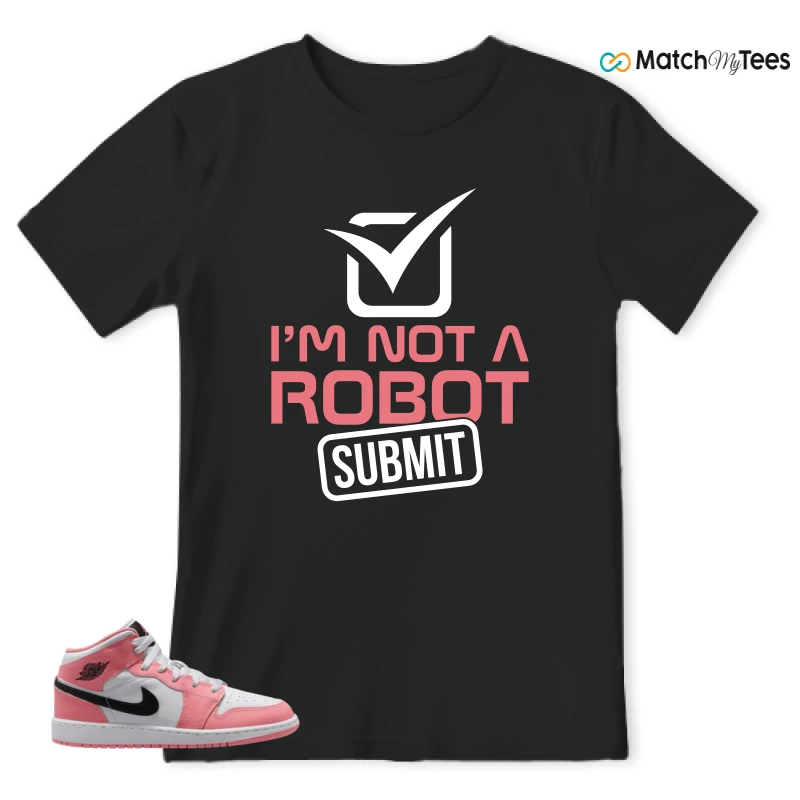 NIKE AIR JORDAN 1 MID GS PINK GAZE WHITE SNEAKER Matching Tees t-shirt