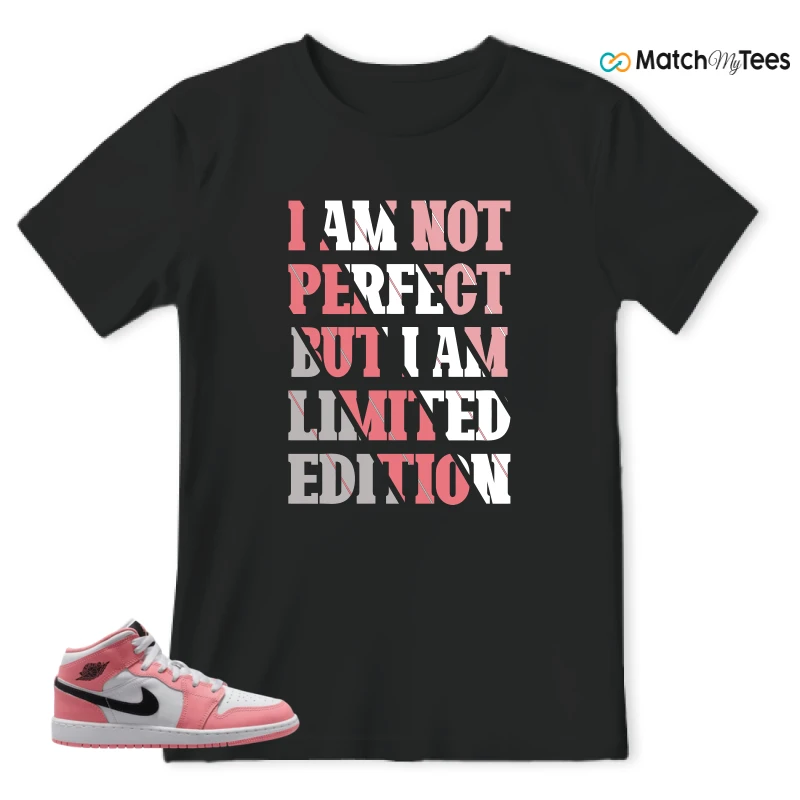 NIKE AIR JORDAN 1 MID GS PINK GAZE WHITE SNEAKER Matching Tees t-shirt