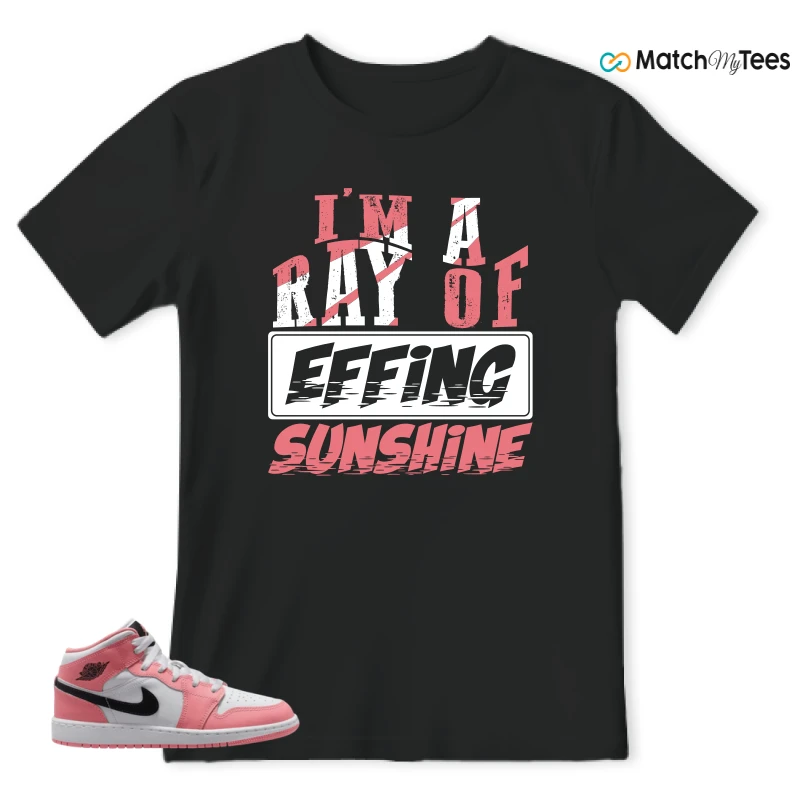 NIKE AIR JORDAN 1 MID GS PINK GAZE WHITE SNEAKER Matching Tees t-shirt