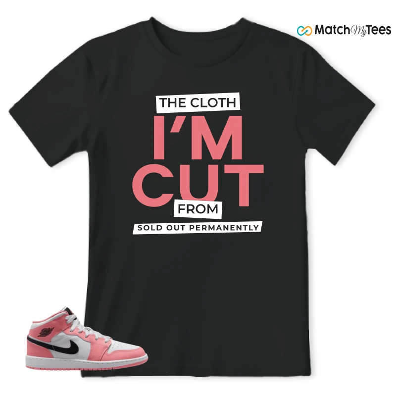 NIKE AIR JORDAN 1 MID GS PINK GAZE WHITE SNEAKER Matching Tees t-shirt