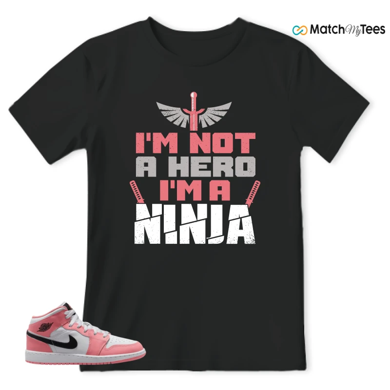 NIKE AIR JORDAN 1 MID GS PINK GAZE WHITE SNEAKER Matching Tees t-shirt