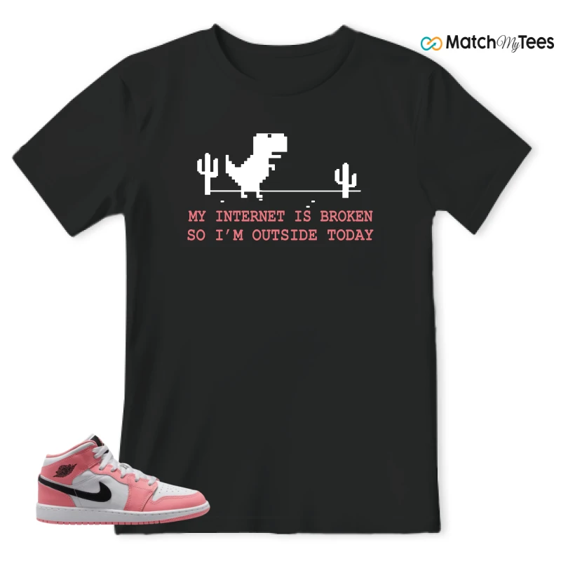 NIKE AIR JORDAN 1 MID GS PINK GAZE WHITE SNEAKER Matching Tees t-shirt