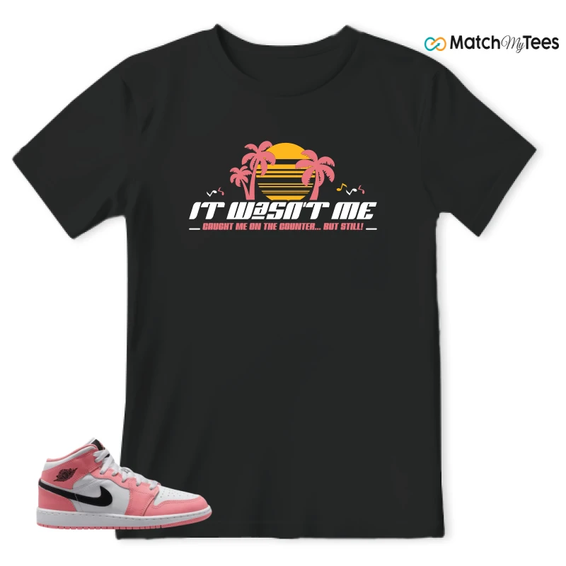 NIKE AIR JORDAN 1 MID GS PINK GAZE WHITE SNEAKER Matching Tees t-shirt