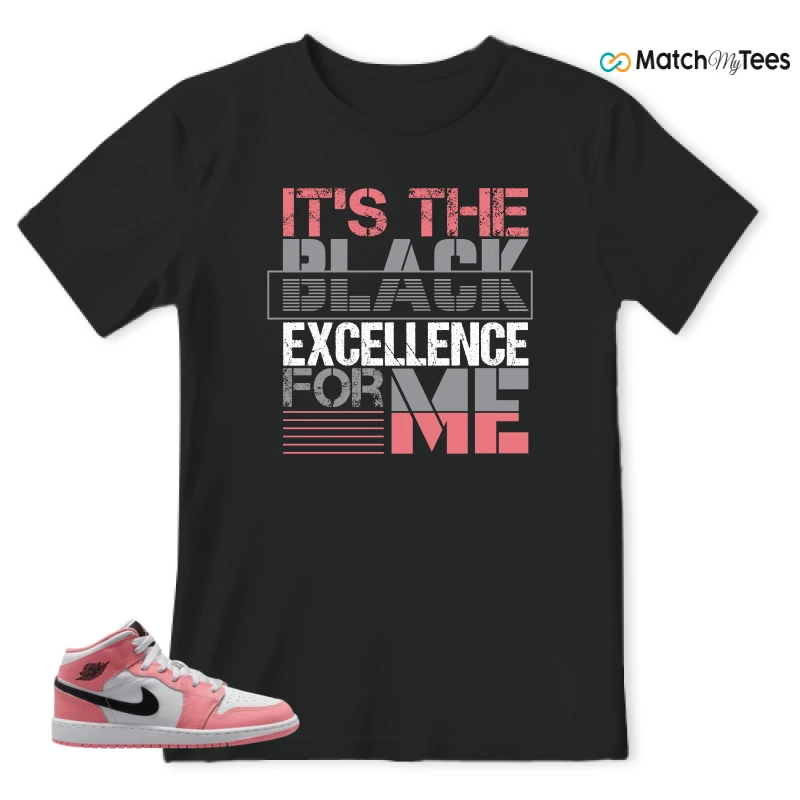 NIKE AIR JORDAN 1 MID GS PINK GAZE WHITE SNEAKER Matching Tees t-shirt