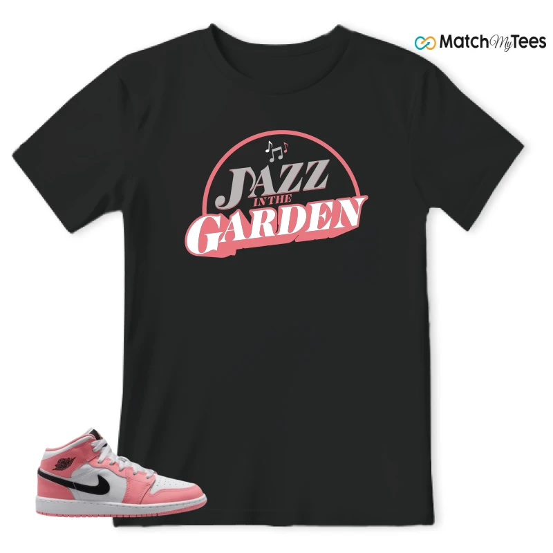 NIKE AIR JORDAN 1 MID GS PINK GAZE WHITE SNEAKER Matching Tees t-shirt