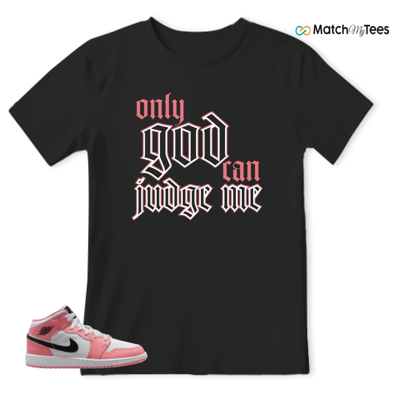 NIKE AIR JORDAN 1 MID GS PINK GAZE WHITE SNEAKER Matching Tees t-shirt