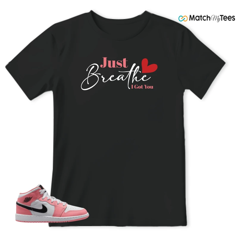 NIKE AIR JORDAN 1 MID GS PINK GAZE WHITE SNEAKER Matching Tees t-shirt