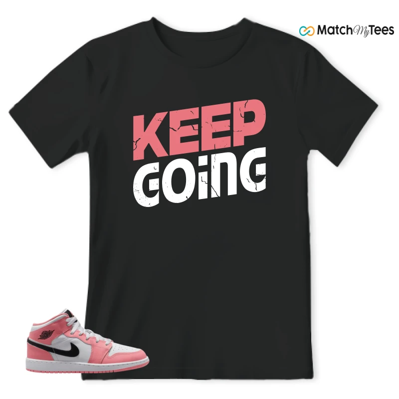 NIKE AIR JORDAN 1 MID GS PINK GAZE WHITE SNEAKER Matching Tees t-shirt