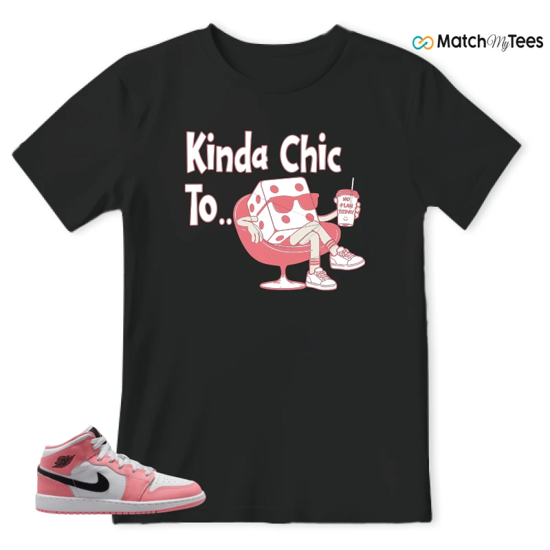 NIKE AIR JORDAN 1 MID GS PINK GAZE WHITE SNEAKER Matching Tees t-shirt