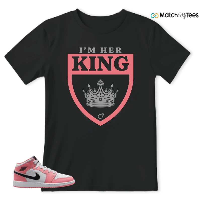NIKE AIR JORDAN 1 MID GS PINK GAZE WHITE SNEAKER Matching Tees t-shirt