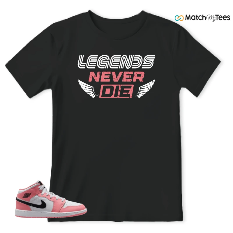 NIKE AIR JORDAN 1 MID GS PINK GAZE WHITE SNEAKER Matching Tees t-shirt